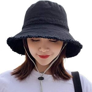 AWS Wide Brim Cotton Hats for Women- Black